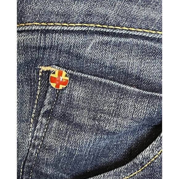 Hudson Bacara Kern Wash Cropped Straight Cuffed Blue Jeans Distressed Denim 28 - Picture 3 of 9